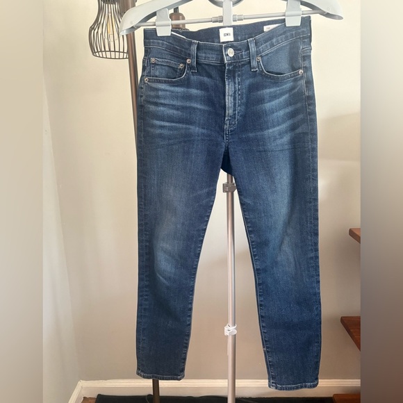 Edwin Denim - EUC - Edwin Anthropologie Pixie 9" Mid-Rise Skinny Jeans Dark Indigo Wash